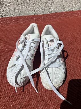 Adidas White Sneakers with Light Pink